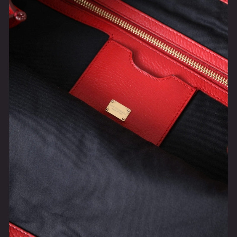 Dolce & Gabbana Red Leather #DGFamily Patch Shopping Tote Bag