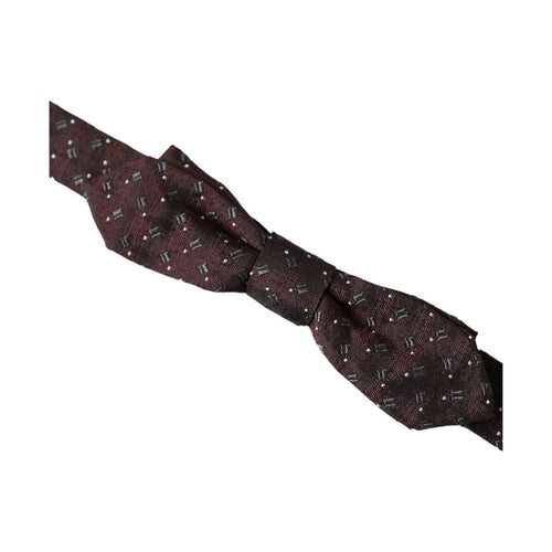Dolce & Gabbana Maroon Silk Patterned Adjustable Neck Papillon Bow Tie