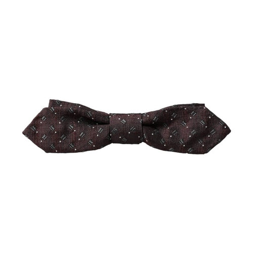 Dolce & Gabbana Maroon Silk Patterned Adjustable Neck Papillon Bow Tie