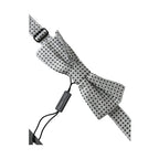 Dolce & Gabbana Gray Silk Polka Dot Adjustable Neck Men Papillon Bow Tie