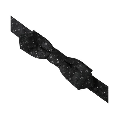 Dolce & Gabbana Black Silk Patterned Adjustable Neck Men Papillon Bow Tie