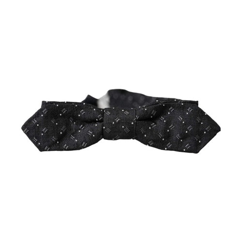 Dolce & Gabbana Black Silk Patterned Adjustable Neck Men Papillon Bow Tie