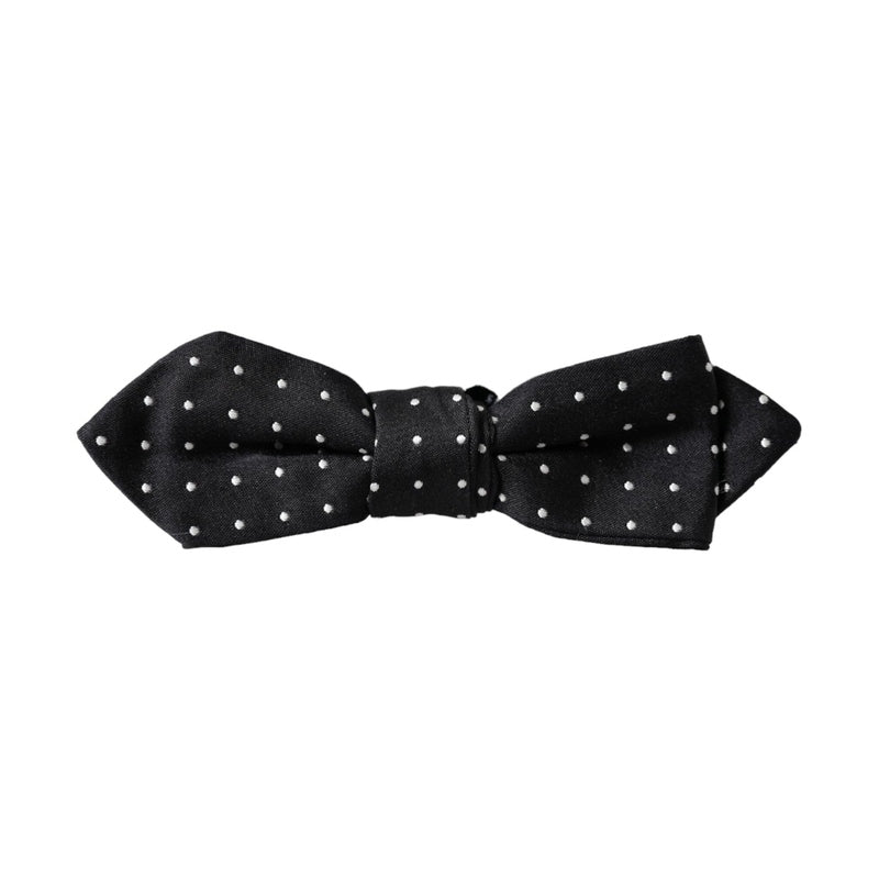 Dolce & Gabbana Black Silk Polka Dot Adjustable Neck Men Papillon Bow Tie