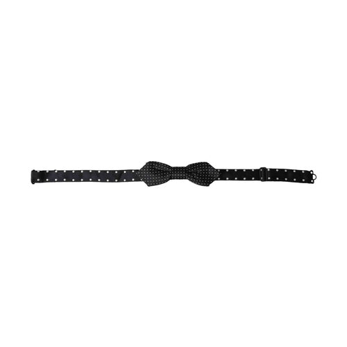 Dolce & Gabbana Black Silk Polka Dot Adjustable Neck Men Papillon Bow Tie