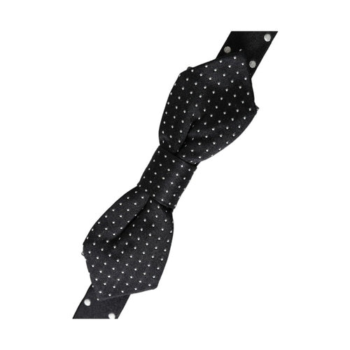 Dolce & Gabbana Black Silk Polka Dot Adjustable Neck Men Papillon Bow Tie
