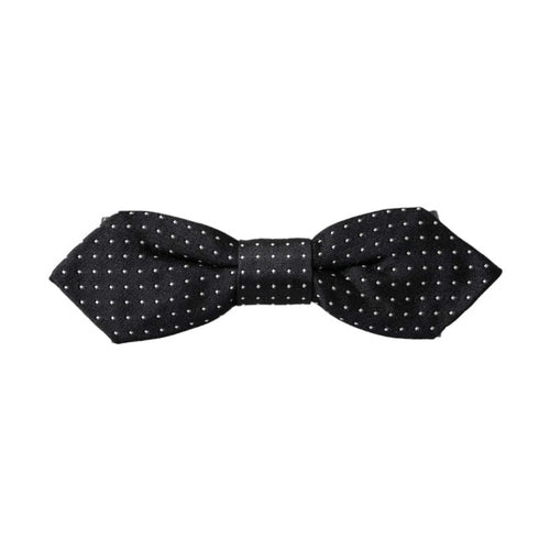 Dolce & Gabbana Black Silk Polka Dot Adjustable Neck Men Papillon Bow Tie
