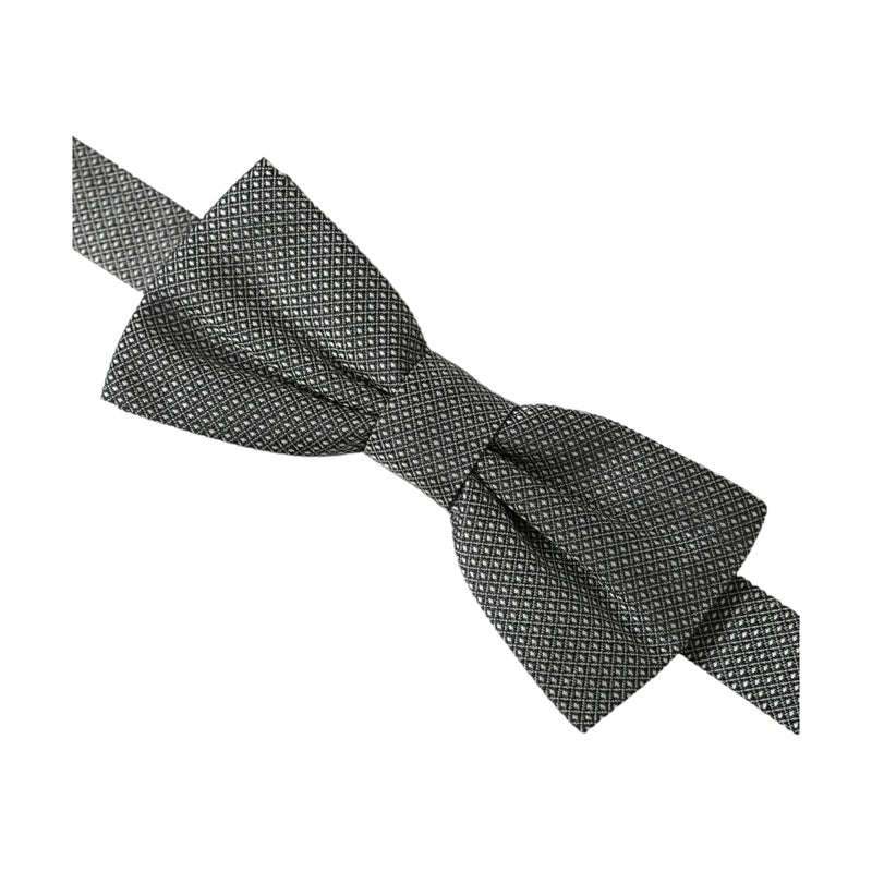 Dolce & Gabbana Gray Silk Patterned Adjustable Neck Men Papillon Bow Tie