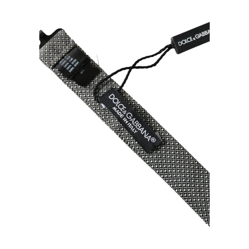 Dolce & Gabbana Gray Silk Patterned Adjustable Neck Men Papillon Bow Tie