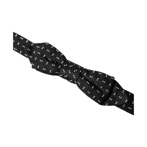 Dolce & Gabbana Black Silk Patterned Adjustable Neck Men Papillon Bow Tie