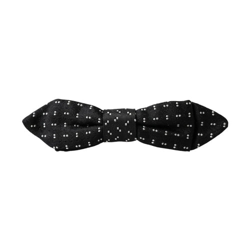 Dolce & Gabbana Black Silk Patterned Adjustable Neck Men Papillon Bow Tie