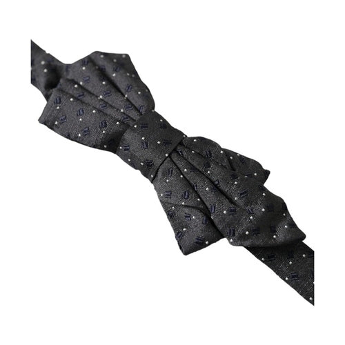 Dolce & Gabbana Black Silk Patterned Adjustable Neck Men Papillon Bow Tie