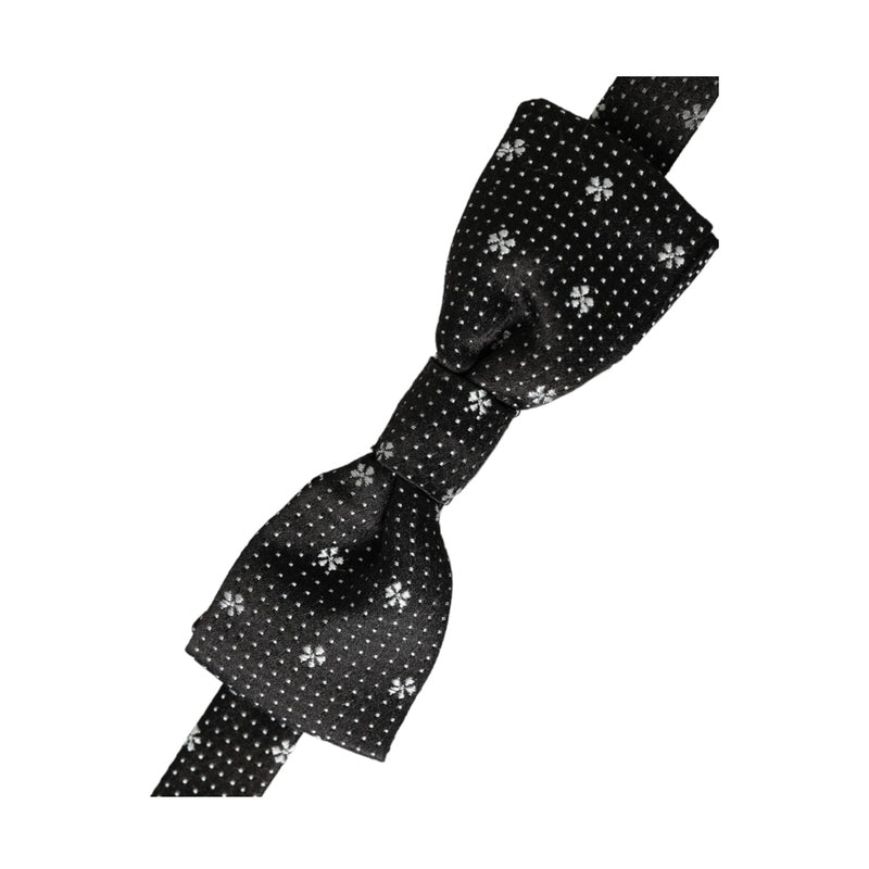Dolce & Gabbana Black Silk Floral Adjustable Neck Men Papillon Bow Tie