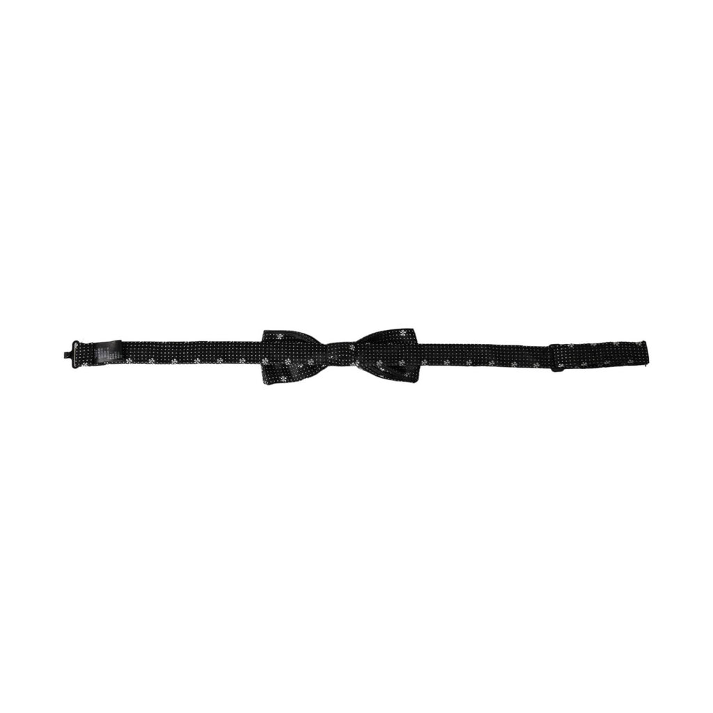 Dolce & Gabbana Black Silk Floral Adjustable Neck Men Papillon Bow Tie