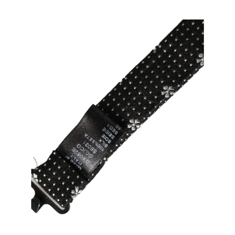Dolce & Gabbana Black Silk Floral Adjustable Neck Men Papillon Bow Tie