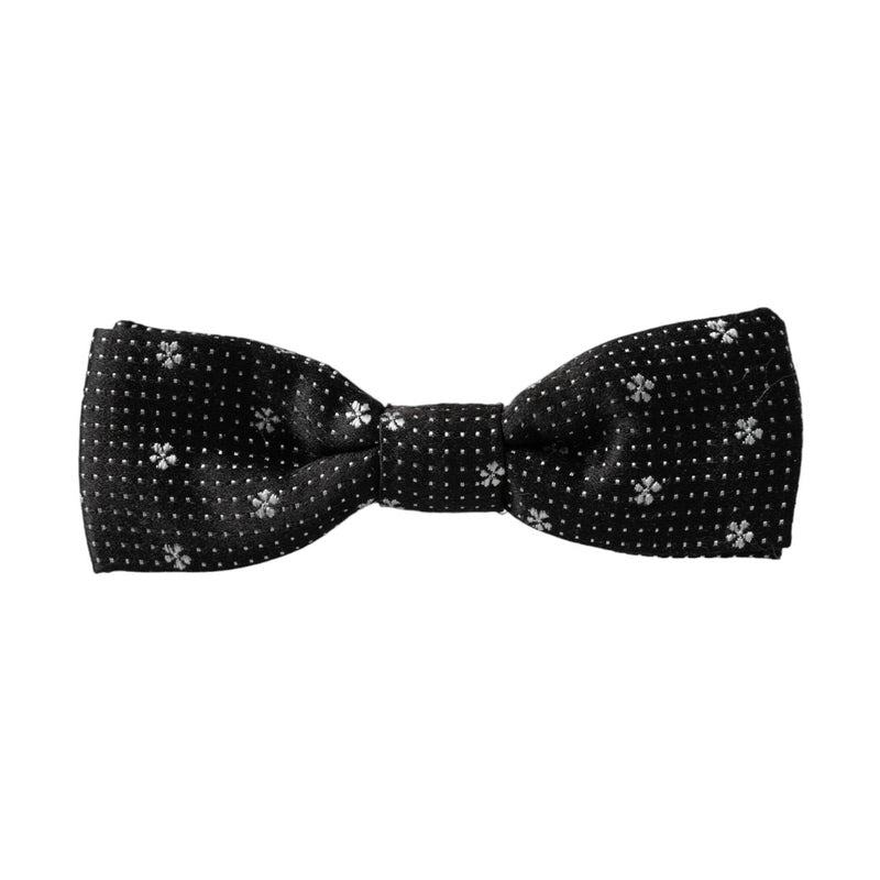 Dolce & Gabbana Black Silk Floral Adjustable Neck Men Papillon Bow Tie