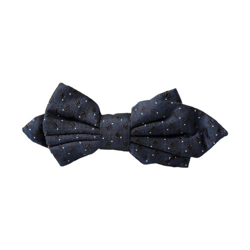 Dolce & Gabbana Navy Blue Silk Patterned Adjustable Men Papillon Bow Tie