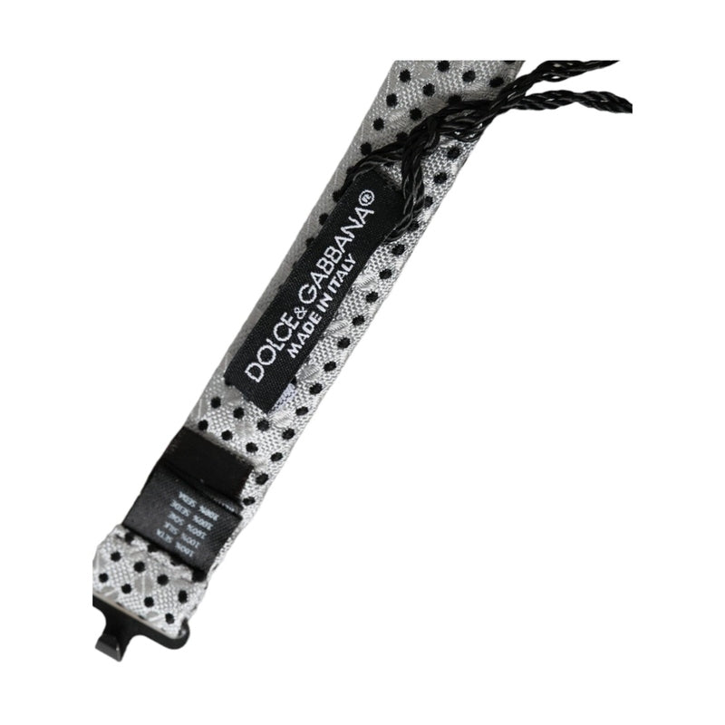 Dolce & Gabbana Gray Silk Polka Dot Adjustable Neck Men Papillon Bow Tie