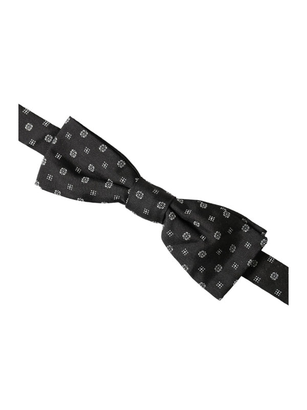 Dolce & Gabbana Black Silk Fantasy Adjustable Neck Men Papillon Bow Tie