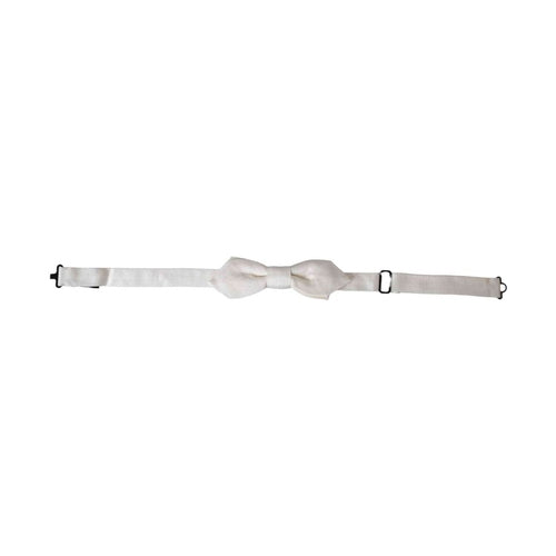 Dolce & Gabbana White Silk Adjustable Neck Men Papillon Bow Tie
