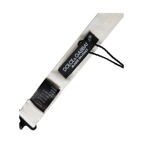 Dolce & Gabbana White Silk Adjustable Neck Men Papillon Bow Tie
