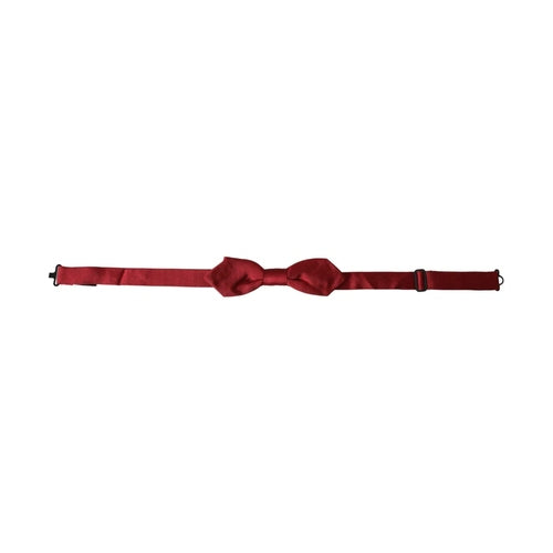 Dolce & Gabbana Red Silk Jacquard Adjustable Neck Men Bow Tie