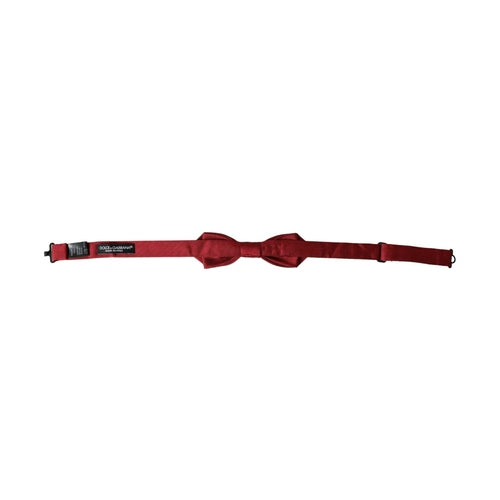 Dolce & Gabbana Red Silk Jacquard Adjustable Neck Men Bow Tie