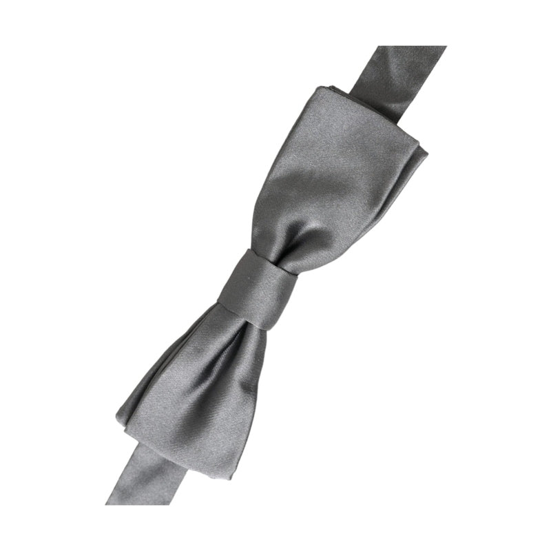 Dolce & Gabbana Gray Satin Silk Adjustable Neck Men Papillon Bow Tie