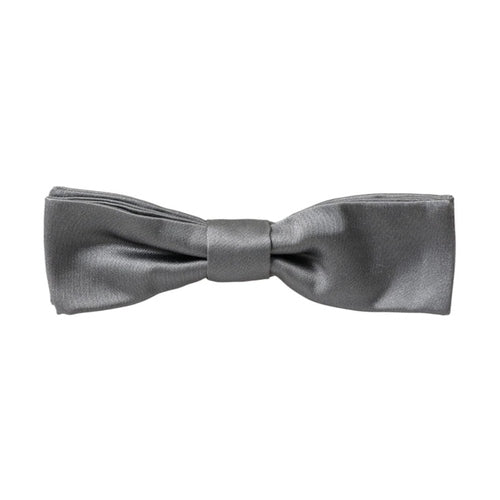 Dolce & Gabbana Gray Satin Silk Adjustable Neck Men Papillon Bow Tie