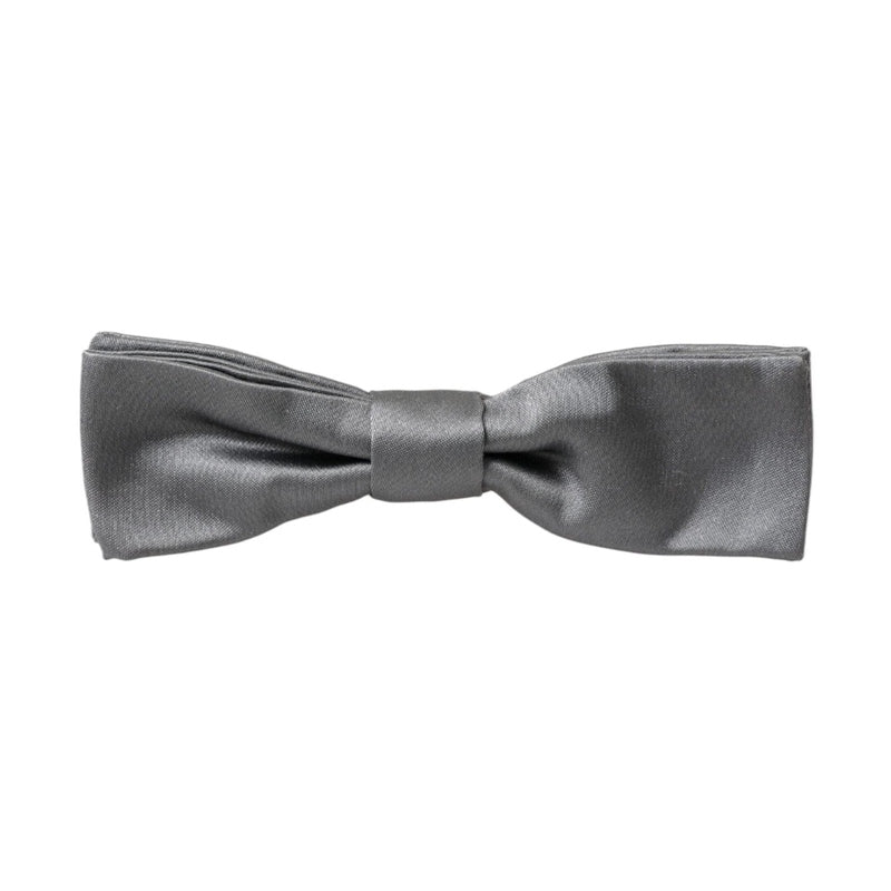 Dolce & Gabbana Gray Satin Silk Adjustable Neck Men Papillon Bow Tie