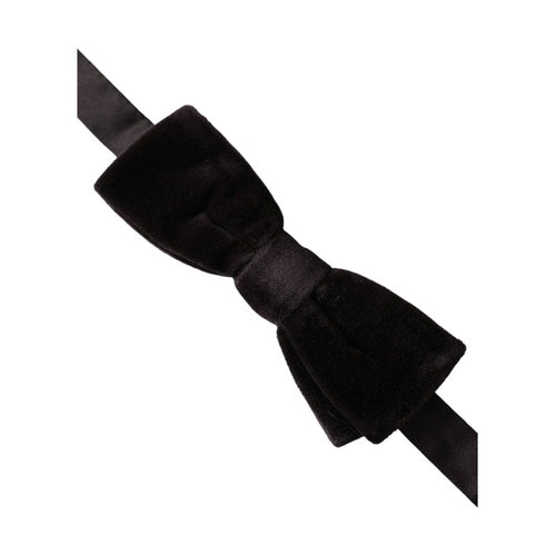 Dolce & Gabbana Black Velvet Cotton Adjustable Neck Men Bow Tie