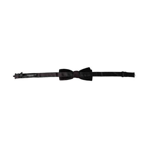 Dolce & Gabbana Black Velvet Cotton Adjustable Neck Men Bow Tie