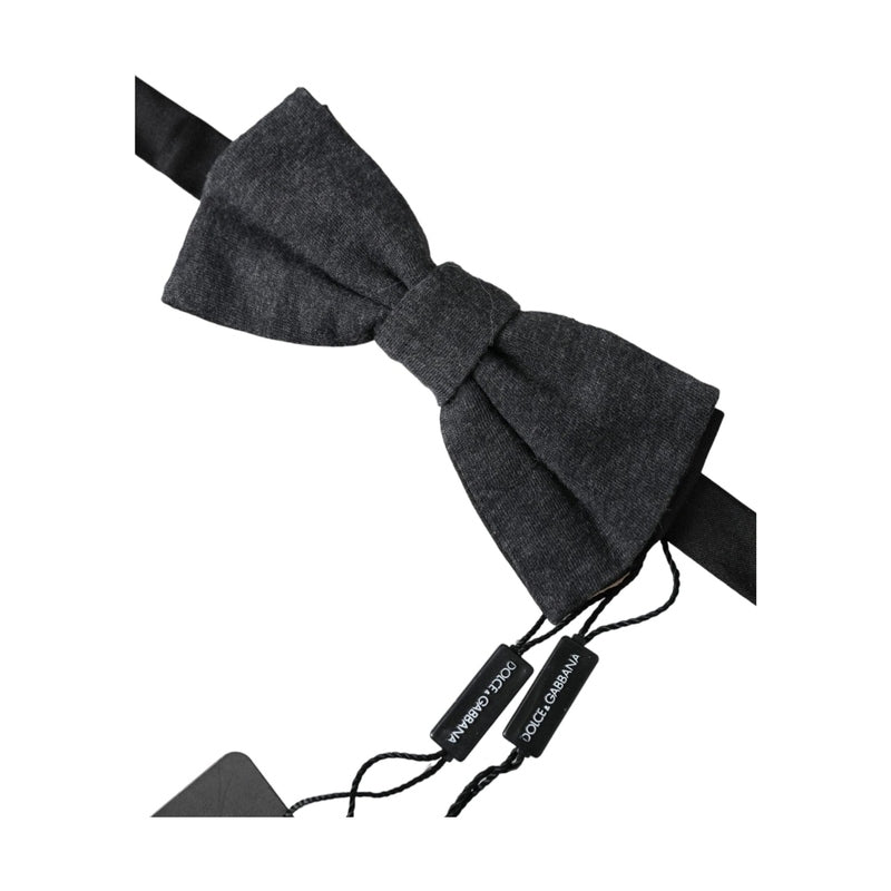 Dolce & Gabbana Dark Gray Silk Adjustable Neck Men Bow Tie