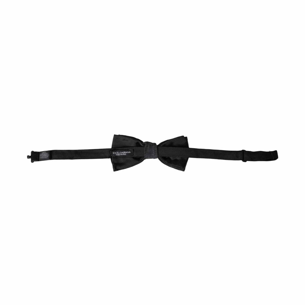 Dolce & Gabbana Dark Gray Silk Adjustable Neck Men Bow Tie