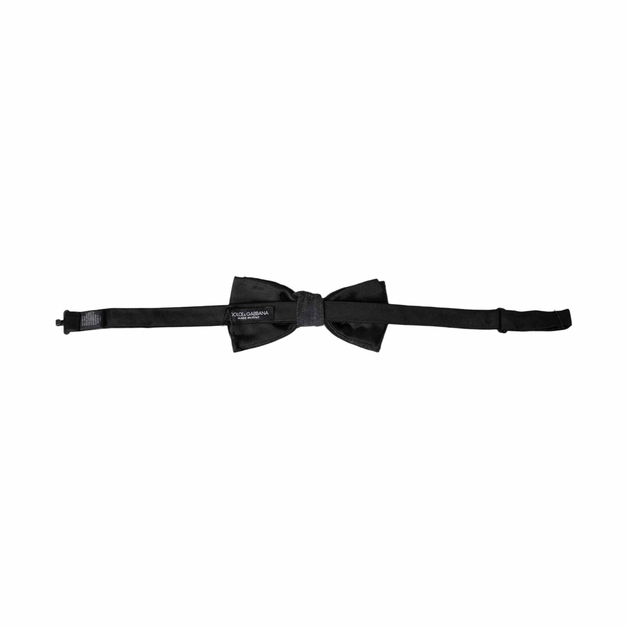 Dolce & Gabbana Dark Gray Silk Adjustable Neck Men Bow Tie