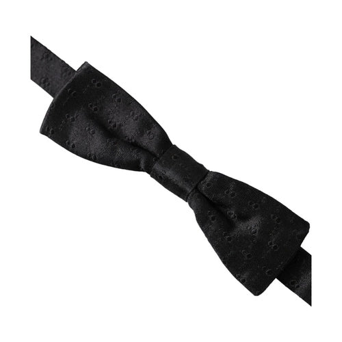 Dolce & Gabbana Black Silk Patterned Adjustable Neck Men Bow Tie