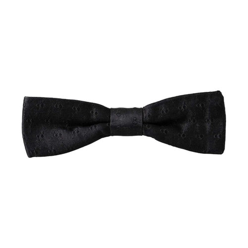 Dolce & Gabbana Black Silk Patterned Adjustable Neck Men Bow Tie