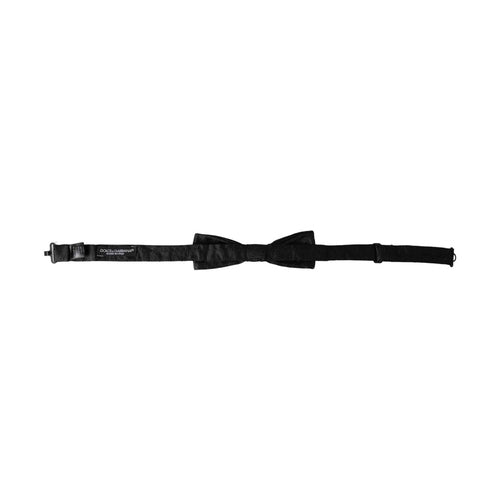 Dolce & Gabbana Black Silk Patterned Adjustable Neck Men Bow Tie