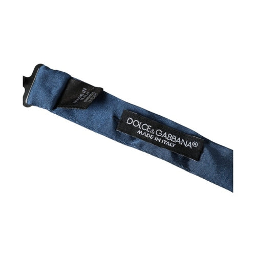Dolce & Gabbana Blue Satin Silk Adjustable Neck Men Bow Tie