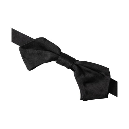 Dolce & Gabbana Black Satin Silk Adjustable Neck Men Bow Tie