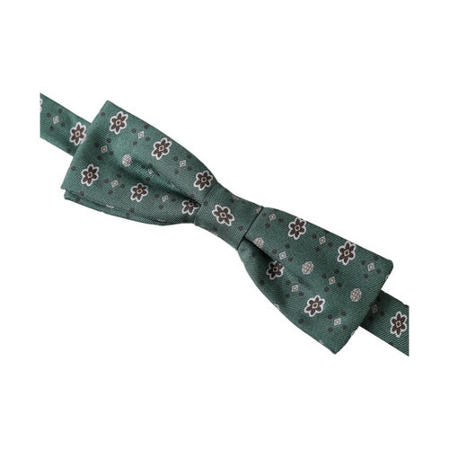 Dolce & Gabbana Mint Green Floral Adjustable Neck Men Bow Tie