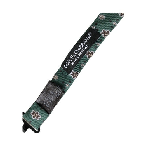 Dolce & Gabbana Mint Green Floral Adjustable Neck Men Bow Tie