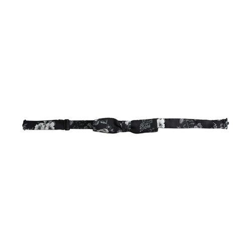 Dolce & Gabbana Black Floral Silk Adjustable Neck Men Bow Tie