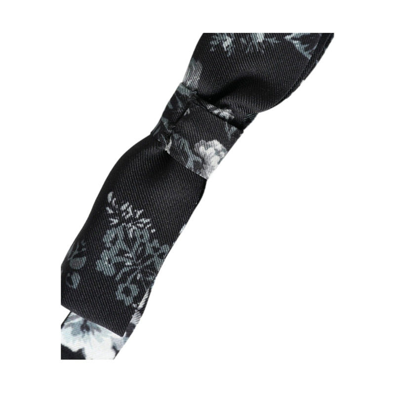 Dolce & Gabbana Black Floral Silk Adjustable Neck Men Bow Tie