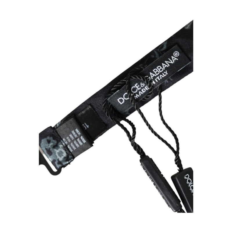 Dolce & Gabbana Black Floral Silk Adjustable Neck Men Bow Tie