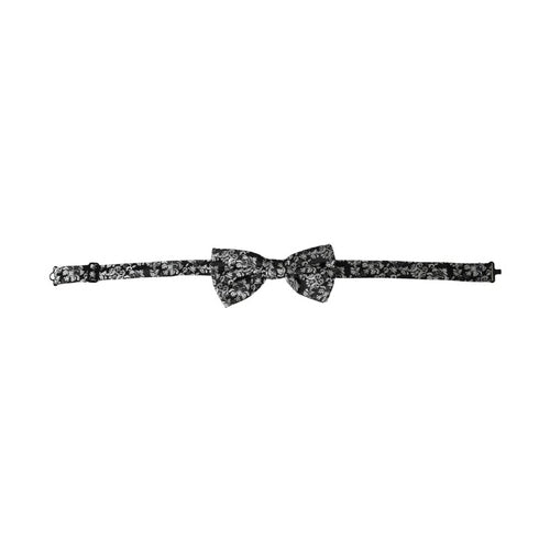 Dolce & Gabbana Black Floral Silk Adjustable Neck Men Bow Tie