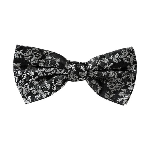 Dolce & Gabbana Black Floral Silk Adjustable Neck Men Bow Tie