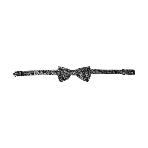 Dolce & Gabbana Black Floral Silk Adjustable Neck Men Bow Tie