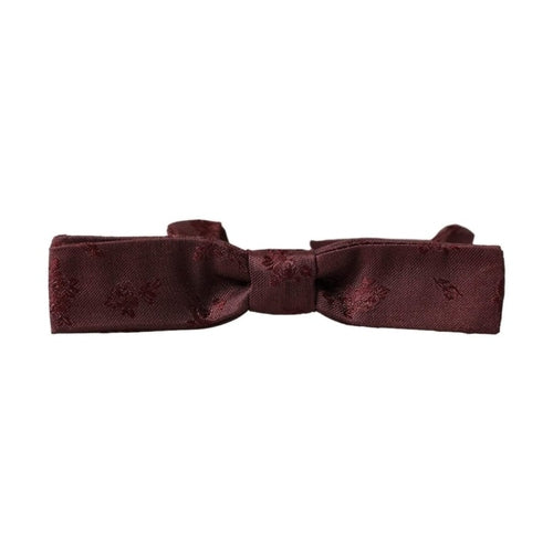 Dolce & Gabbana Maroon Floral Silk Adjustable Neck Men Bow Tie