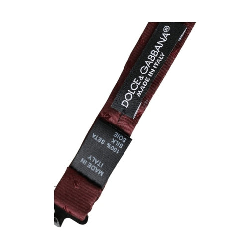 Dolce & Gabbana Maroon Floral Silk Adjustable Neck Men Bow Tie