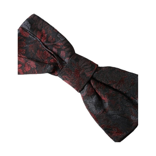 Dolce & Gabbana Red Black Floral Adjustable Neck Men Bow Tie